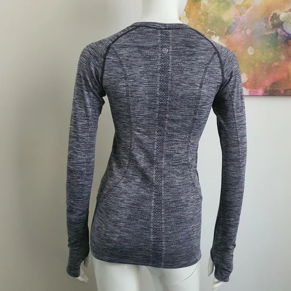 Lululemon Size AU10 Swiftly Tech Blue Grey Marle Long Sleeve Top - Picture 6 of 8